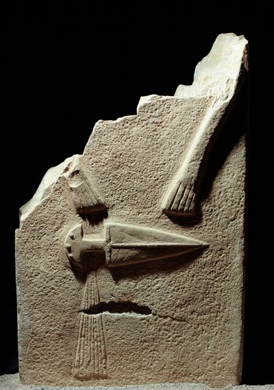 Prehistoric art: stele carved during the Iron Age from the site of Lunigiana near La Spezia, Italy. 1100-800 BC. La Spezia, Museo Comunale della Civilta Lunigiana by Prehistoric Prehistoric