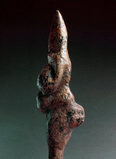 Venus de Savignano, anthropomorphic lithic sculpture found in 1925 in Savignano sul Panaro. Upper Paleolithic, Stone Age. Museo Nazionale Preistorico Etnografico Luigi Pigorini, Rome, Italy by Prehistoric Prehistoric
