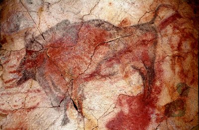 Prehistory: Bison at Rest Rock Painting of the Upper Paleolithic by Prehistoric Prehistoric