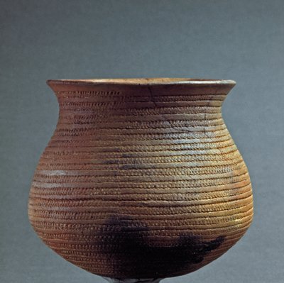 Vase in the shape of a bell from the cave Santa Cristina, Fiesse near Brescia. Copper age. Eneolithic. 2200 BC. Museo Nazionale Preistorico Etnografico Luigi Pigorini, Rome by Prehistoric Prehistoric
