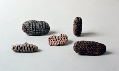 Different Pintaderas (Seals) of Neolithic Terracotta by Prehistoric Prehistoric