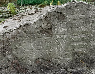 Grave Rock with Representations of Deer and Cattle, Copper Age, Eneolithic Period, Cemmo, Italy by Prehistoric Prehistoric