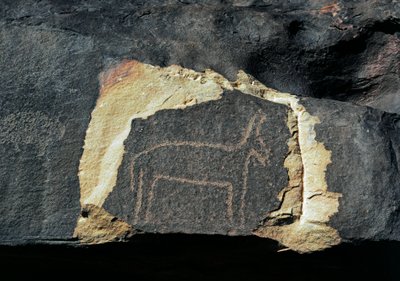 Prehistory, rock art: grave rock of the representation of an antelope. Stone Age 5000-2000 BC by Prehistoric Prehistoric