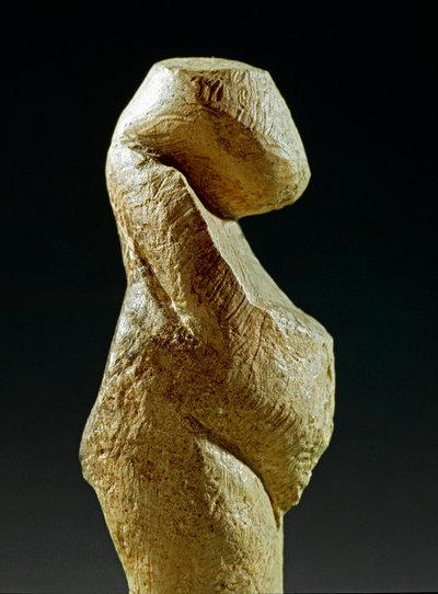 Prehistory: Statue of Gravettian Woman from the Site of Kostenki. 30000-25000 BC. Upper Paleolithic, Stone Age. Saint Petersburg, Peter the Great Museum of Anthropology and Ethnography by Prehistoric Prehistoric