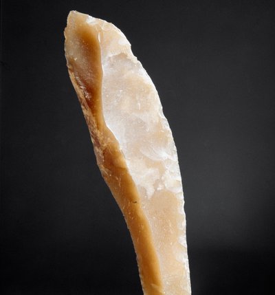 Prehistory: Tip of Flint from the Necropole of Arene Candide, Liguria. Upper Paleolithic, Stone Age. Genoa, Museum of Ligurian Archaeology by Prehistoric Prehistoric
