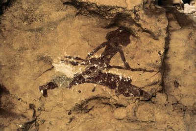 Rock Art: Woman Hunter. Prehistory, Upper Paleolithic. Tio Garroso Cave, Spain by Prehistoric Prehistoric