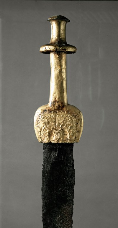 Sword from Guadalajara (Spain), Detail of the Gold Hilt, Prehistoric Period by Prehistoric Prehistoric