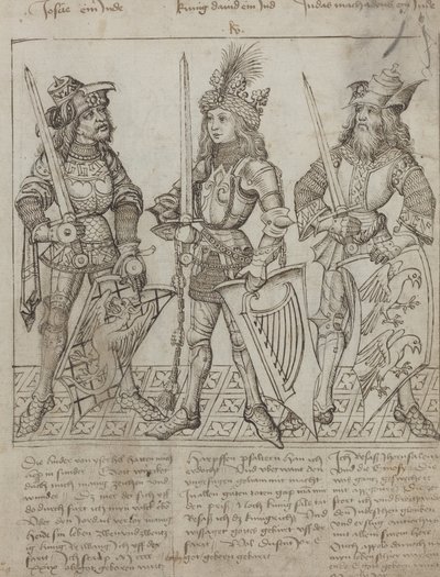 Joshua, King David and Judas Maccabeus by Primary Master of the Strassburg Chronicle