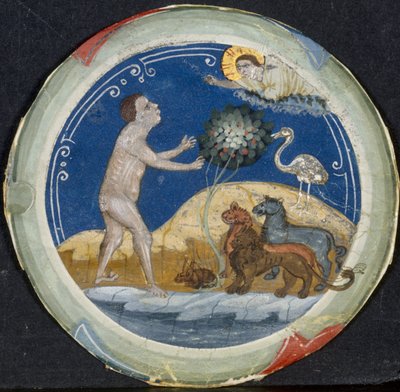 Medallion from the Border of a Latin Bible: The Sixth Day of Creation by Primo Miniatore di San Domenico