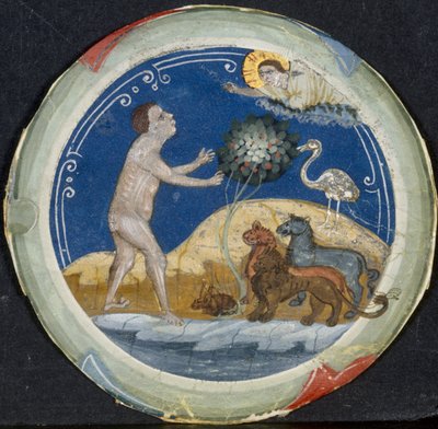 Medallion from the Border of a Latin Bible: The Sixth Day of Creation, early 1300s by Primo Miniatore di San Domenico