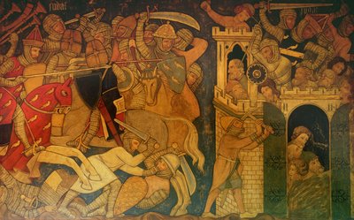 Battle Between Judas Maccabaeus and Timotheus, and the Fall of Maspha, Reconstruction of a Wall Painting Originally in the Painted Chamber of the Palace of Westminster by Professor Ernest Tristram