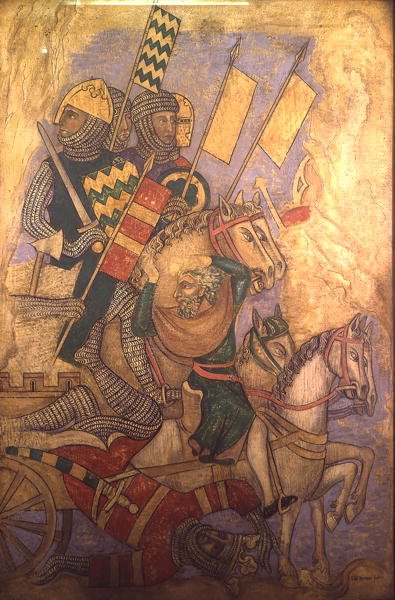 The History of Antiochus, reconstruction of a wall painting originally in the Painted Chamber of the Palace of Westminster by Professor Ernest Tristram