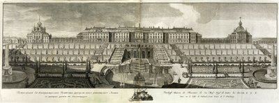 View of the Great Palace in Peterhof by Prokofy Artemyevich Artemyev
