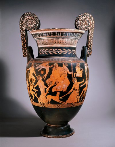 Vase of Pronomos. A group of actors preparing to play a play. Museo Archeologico Nazionale, Naples by Promonos Painter