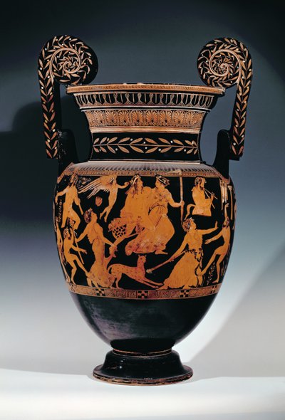 Attic red-figure volute-crater, decorated with a scene of actors and musicians preparing for a performance, Greek, from Ruvo, 5th century BC by Pronomos Painter
