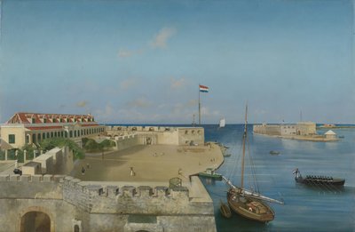 The Harbor Entrance of Willemstad with the Government Palace by Prosper Crébassol (signed by artist)