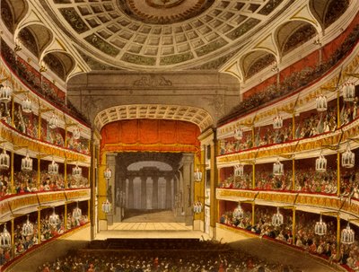 New Covent Garden Theatre, from Microcosm of London, 1810 by R. Ackermann by Pugin and Rowlandson