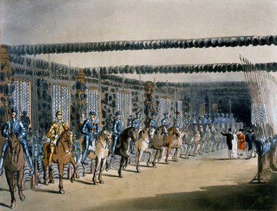 The Horse Armour Tower, print made by R. Ackerman, 1809 by Pugin and Rowlandson