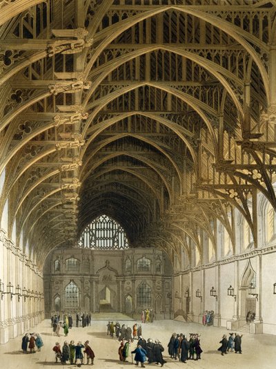 Westminster Hall, engraved by J. Bluck, pub. by R. Ackermann by Pugin and Rowlandson