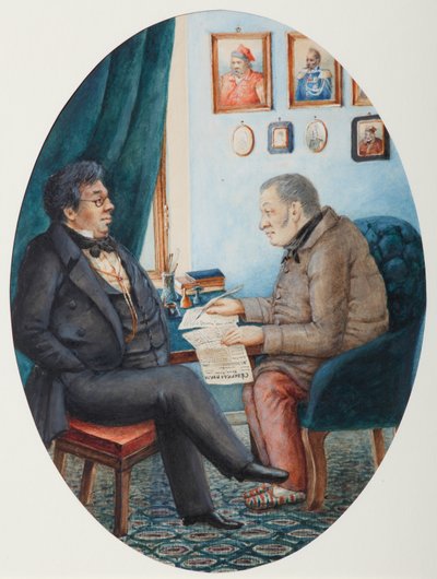 Faddey Venediktovich Bulgarin and Nikolay Ivanovich Gretsch, 1849 by Pyotr Andreyevich Karatygin