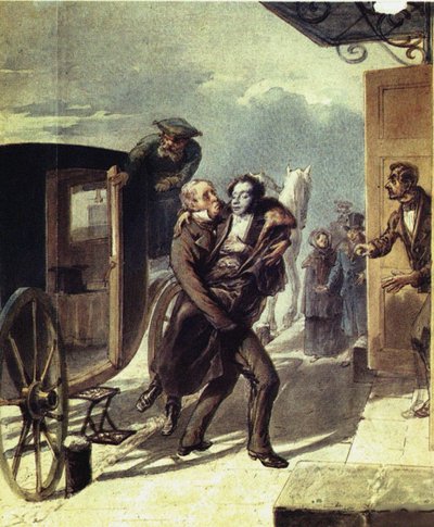 Pushkin after the duel, 1855 by Pyotr Fyodorovich Borel