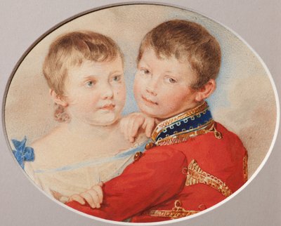 Portrait of Crown Prince Alexander Nikolayevich and Grand Duchess Maria Nikolaevna as Children, 1825 by Pyotr Fyodorovich Sokolov