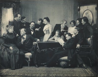 Anton Chekhov between actors of the play The Seagull by Pyotr Petrovich Pavlov