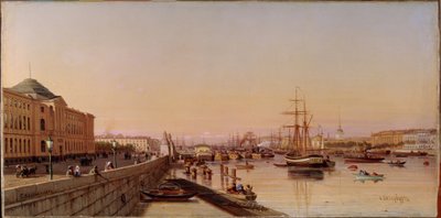 Summer Evening on the Neva Quay, Near the Academy of Arts of Saint Petersburg by Pjotr ​​​​Petrowitsch Wereschtschagin