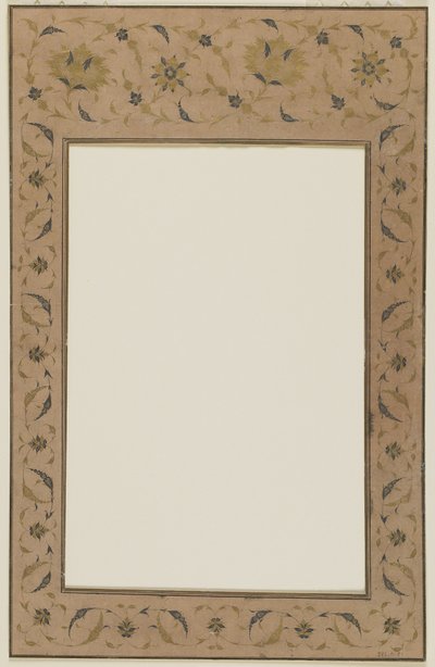 Stenciled Manuscript Border with Floral Motifs by Qajar School