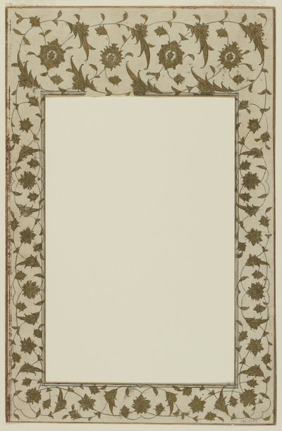 Stenciled Manuscript Border with Floral Motifs by Qajar School