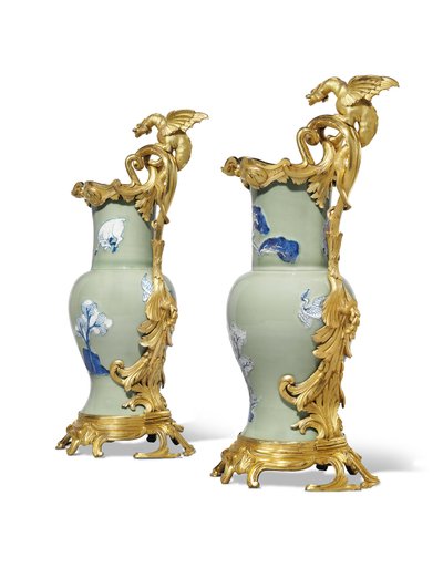 A Pair of Louis XV Ewers by Qing Dynasty   Kangxi Period Chinese School