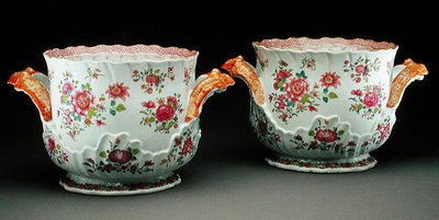 A pair of famille rose wine coolers, c.1775 by Qing Dynasty Chinese School