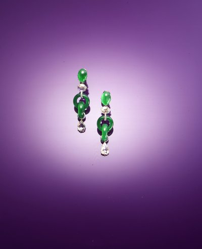 An exceptional pair of double hoop pendant earrings by Qing Dynasty Chinese School