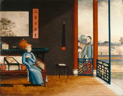 Gentleman Reading on a Bed by Qing Dynasty Chinese School