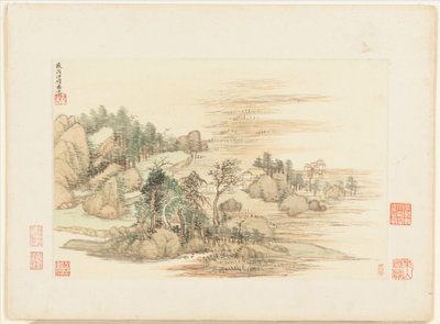 Landscapes after Old Masters, dated 1674 and 1677 (album of twelve leaves) by Qing Dynasty Chinese School