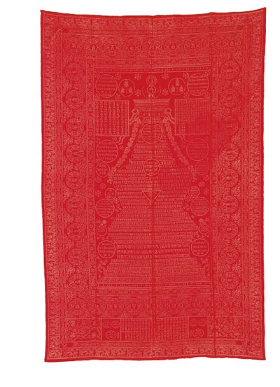 Red-Ground Silk Brocade Covering, Late Qing Dynasty by Qing Dynasty Chinese School