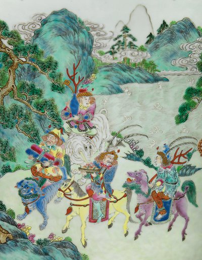 Detail from One of a Pair of Imperial Famille Rose Vases by Qing Dynasty   Jiaqing Period Chinese School