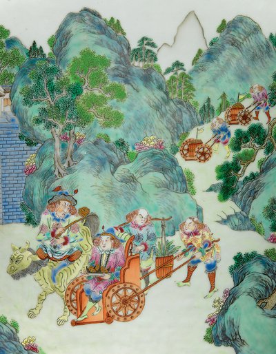 Detail from One of a Pair of Imperial Famille Rose Vases by Qing Dynasty   Jiaqing Period Chinese School