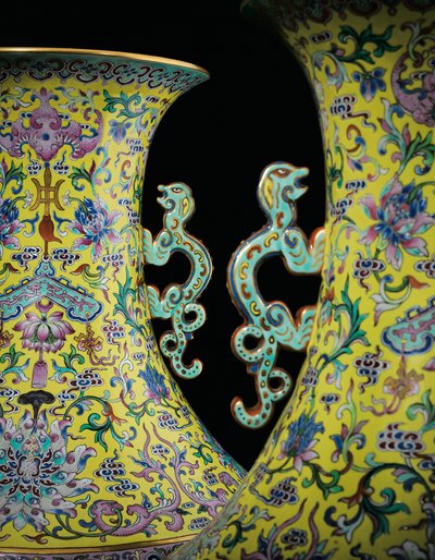 Detail from a Pair of Imperial Famille Rose Vases by Qing Dynasty   Jiaqing Period Chinese School