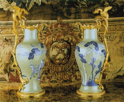 A pair of Louis XV ewers by Qing Dynasty   Kangxi Period Chinese School