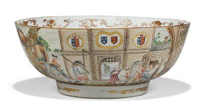 The Gate of Calais Punch Bowl by Qing Dynasty   Qianlong Period Chinese