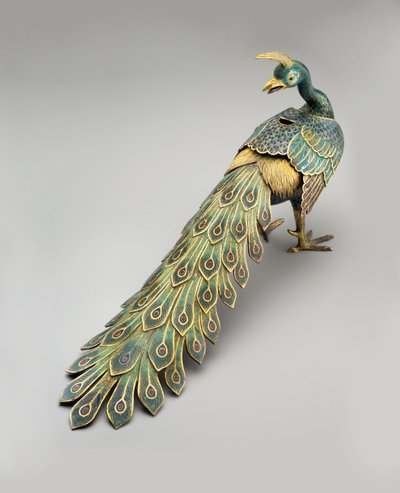 Cloisonné peacock-form censer by Qing Dynasty   Qianlong Period Chinese School