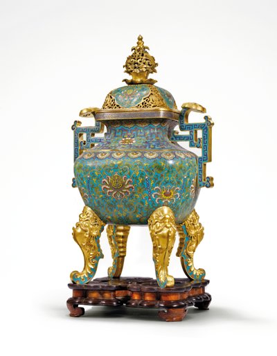 Large Imperial Cloisonne Enamel Ruyi-Handled Censer by Qing Dynasty   Qianlong Period Chinese School