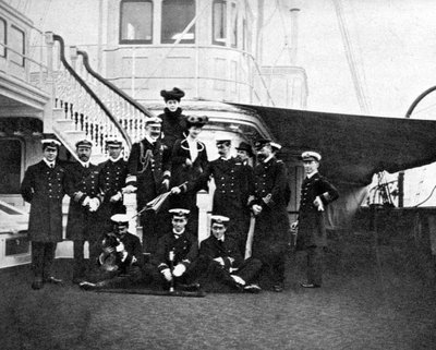 Group portrait on board the royal yacht Victoria and Albert, Copenhagen, 1908 by Queen Alexandra