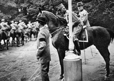 King Christian IX 1818-1906 with Colonel Kjor of the Danish Hussars, 1908 by Queen Alexandra
