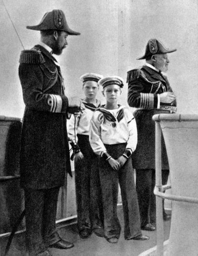 King Edward VII with his son George and his two eldest grandsons by Queen Alexandra