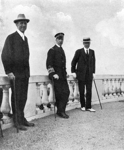 King George I of Greece with Commodore Keppel and Lord Howe, Corfu, Greece, 1908 by Queen Alexandra