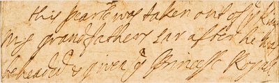 Manuscript note by Queen Mary II of England