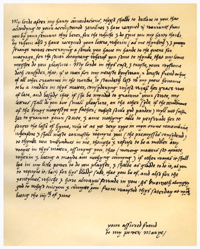 Letter from Queen Mary I to Lord Seymour of Sudeley by Queen Mary I