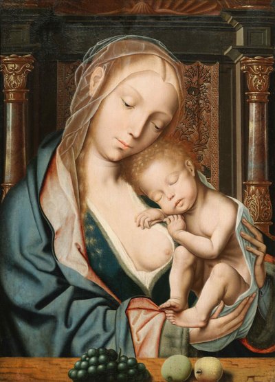 Virgin with a Bunch of Grapes by Quentin . Massys